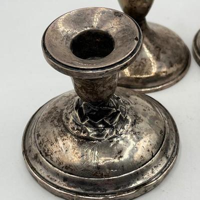 LOT 139K: Scrap Silver Lot - Sterling Candle Snuffer, Weighted Candle Holders