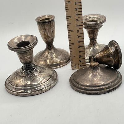 LOT 139K: Scrap Silver Lot - Sterling Candle Snuffer, Weighted Candle Holders