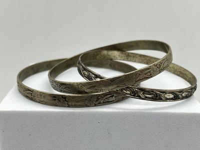 LOT 162J: 3 Vintage Sterling Silver Bangel Bracelets - Dane Craft and More - 39.2 Grams