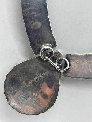 LOT 169J: Native American Sterling Silver Mother of Pearl & Abolone Necklace - 50.6 GTW possibly Navajo Artist Jerry Cowboy