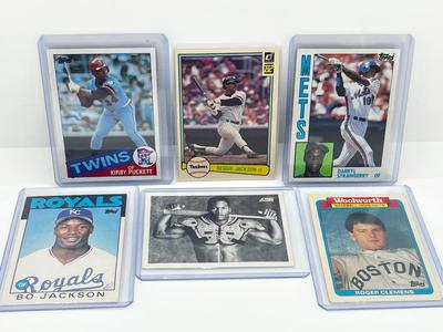 LOT 185J: 1980s Baseball Cards - Bo Jackson, Kirby Puckett, Roger Clemens, Daryl Strawberry Rookie Cards and More