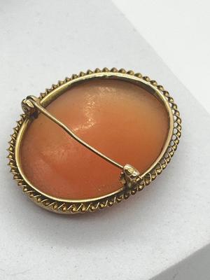 LOT 191J: Three Antique/Vintage Cameo Brooches - One Marked 10K Gold -White Mother of pearl is a Pendant/Brooch