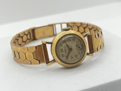 LOT 198J: Vintage Temple Ladies Watch - Case Marked 14K and Band Marked 18K - 33.67 GTW