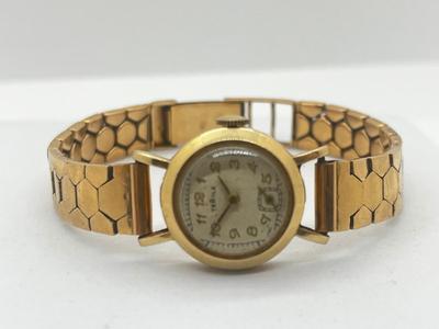 LOT 198J: Vintage Temple Ladies Watch - Case Marked 14K and Band Marked 18K - 33.67 GTW