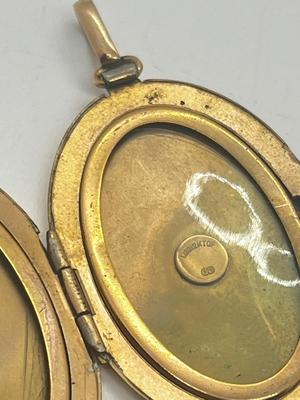 LOT 199J: Victorian Antique Mourning Brooch and Gold Filled 'Lily of the Valley' Locket Pendant Both with Seed Pearls