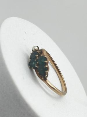 LOT 203J: 14K Gold, Emerald and Seed Pearl Ring - Size 5 - 1.8 GTW