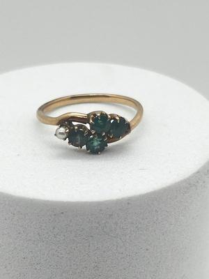 LOT 203J: 14K Gold, Emerald and Seed Pearl Ring - Size 5 - 1.8 GTW