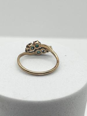 LOT 203J: 14K Gold, Emerald and Seed Pearl Ring - Size 5 - 1.8 GTW