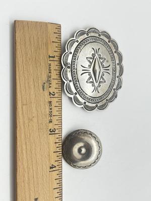 LOT 207J: Native American Silver Pin/Brooch and Clip On Earrings - 30.1 GTW