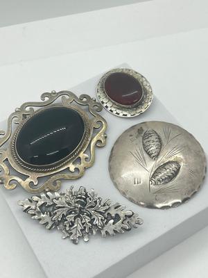 LOT 208J: Vintage Sterling Silver Pins/Brooches - 77.2 GTW Marks- Stuart Nye, Great Falls Metal Works, Taxco Mexico and 925