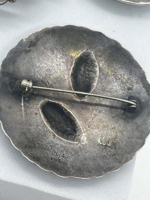 LOT 208J: Vintage Sterling Silver Pins/Brooches - 77.2 GTW Marks- Stuart Nye, Great Falls Metal Works, Taxco Mexico and 925