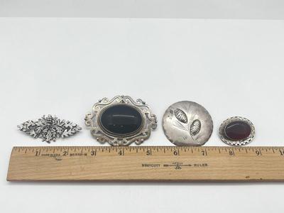 LOT 208J: Vintage Sterling Silver Pins/Brooches - 77.2 GTW Marks- Stuart Nye, Great Falls Metal Works, Taxco Mexico and 925
