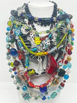 LOT 212J: Pretty Glass Bead Necklace Collection