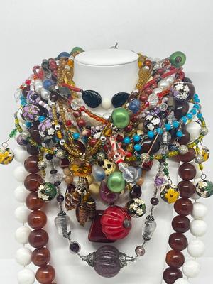 LOT 214J: Huge Vintage Beaded Necklace Lot