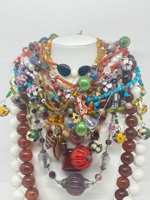 LOT 214J: Huge Vintage Beaded Necklace Lot