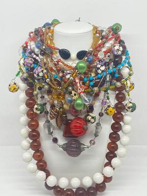 LOT 214J: Huge Vintage Beaded Necklace Lot