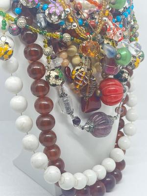 LOT 214J: Huge Vintage Beaded Necklace Lot