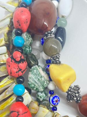 LOT 220J: Funky Chunky Beaded Necklaces
