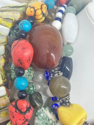LOT 220J: Funky Chunky Beaded Necklaces