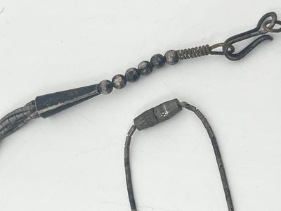 LOT 223J: Sterling Silver Bracelet and Native American 5 Strand "Liquid Silver" Necklace - 14.8 GTW