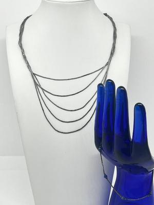 LOT 223J: Sterling Silver Bracelet and Native American 5 Strand "Liquid Silver" Necklace - 14.8 GTW