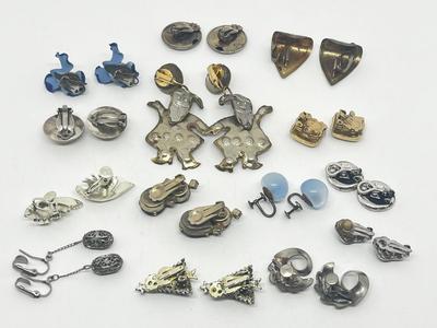 LOT 224J: Awesome Collection of Screwback and Clip On Earrings: Monet, Liz Claiborne and More