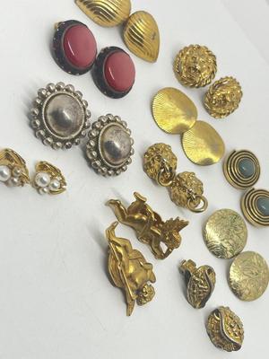 LOT 225J: Gold Tone Clip On Earrings with a Unique Cherub Set and More