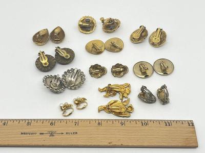 LOT 225J: Gold Tone Clip On Earrings with a Unique Cherub Set and More