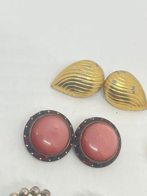 LOT 225J: Gold Tone Clip On Earrings with a Unique Cherub Set and More