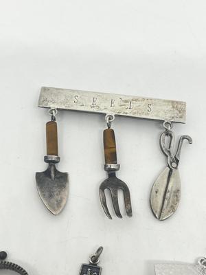 LOT 226J: Sterling Silver Jewelry - Danecraft Shamrock Pendant, Charms and More- 57.5 gtw