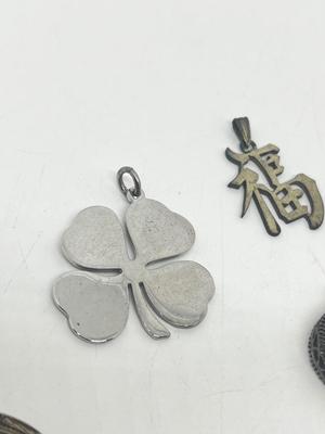 LOT 226J: Sterling Silver Jewelry - Danecraft Shamrock Pendant, Charms and More- 57.5 gtw