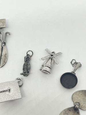LOT 226J: Sterling Silver Jewelry - Danecraft Shamrock Pendant, Charms and More- 57.5 gtw