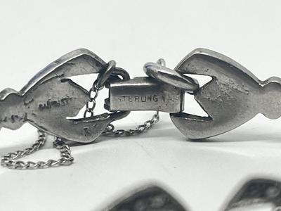 LOT 228J: Sterling Silver Bracelets - 49.2 gtw Danecraft bangle, Mexico Cuff, Marcasite and more