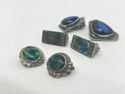 LOT 231J: Vintage Sterling Silver Clip-on Earrings - 25.7 gtw