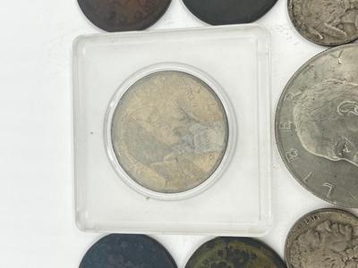 LOT 233J: Vintage / Antique US Coins - Large Cent Pennies, Buffalo Nickels, 1943 Steel Wheat Pennies and More