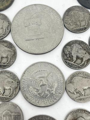 LOT 233J: Vintage / Antique US Coins - Large Cent Pennies, Buffalo Nickels, 1943 Steel Wheat Pennies and More