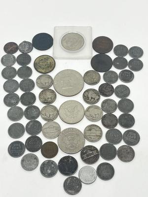 LOT 233J: Vintage / Antique US Coins - Large Cent Pennies, Buffalo Nickels, 1943 Steel Wheat Pennies and More