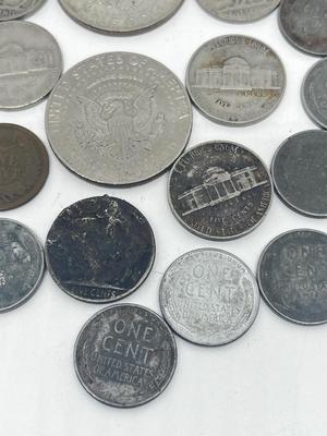 LOT 233J: Vintage / Antique US Coins - Large Cent Pennies, Buffalo Nickels, 1943 Steel Wheat Pennies and More