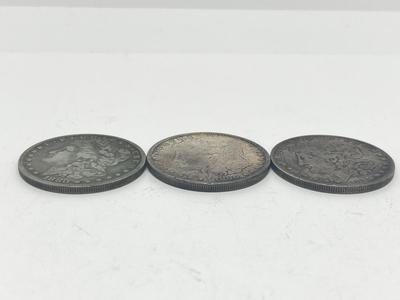 LOT 234J: Three Antique Silver Morgan Dollars - 1880 and 1890 (2)