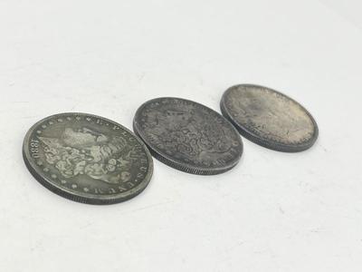 LOT 234J: Three Antique Silver Morgan Dollars - 1880 and 1890 (2)