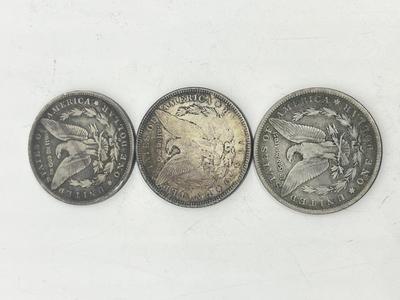 LOT 234J: Three Antique Silver Morgan Dollars - 1880 and 1890 (2)