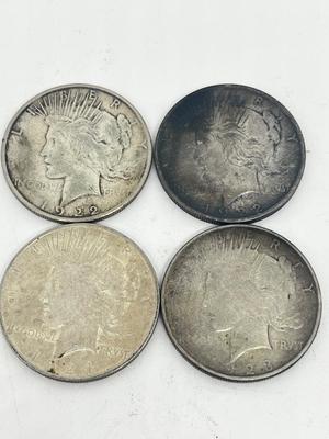 LOT 236J: Four Antique Silver Peace Dollars - 1922, 1922-S, 1923-D, 1924