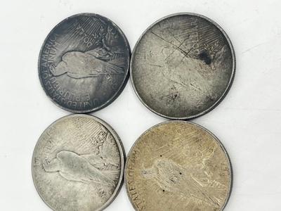 LOT 236J: Four Antique Silver Peace Dollars - 1922, 1922-S, 1923-D, 1924