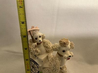 Rare Vintage Spaghetti Poodle Pulling Rickshaw