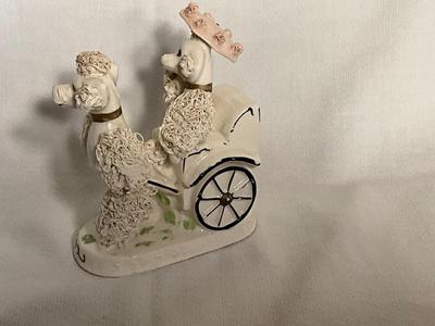 Rare Vintage Spaghetti Poodle Pulling Rickshaw