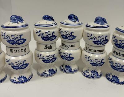Vintage Spice Jars Blue Onion Set of 12 Jars Made in Japan