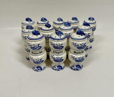 Vintage Spice Jars Blue Onion Set of 12 Jars Made in Japan