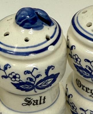 Vintage Spice Jars Blue Onion Set of 12 Jars Made in Japan