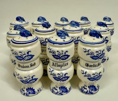 Vintage Spice Jars Blue Onion Set of 12 Jars Made in Japan