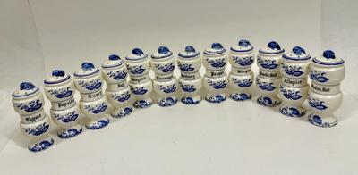 Vintage Spice Jars Blue Onion Set of 12 Jars Made in Japan